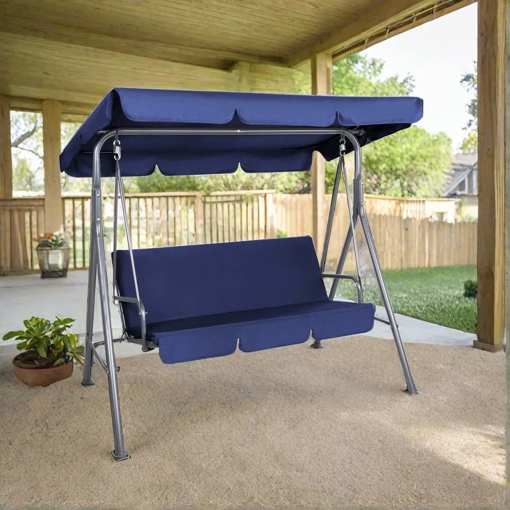 Gardeon Outdoor Swing Chair Garden Bench Furniture Canopy 3 Seater Navy