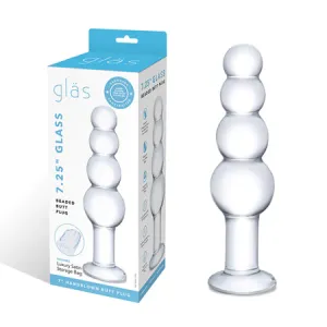 Glas 7.25' Glass Beaded Butt Plug - Clear