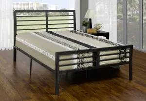 Gun Metal Platform Bed with Barred Design