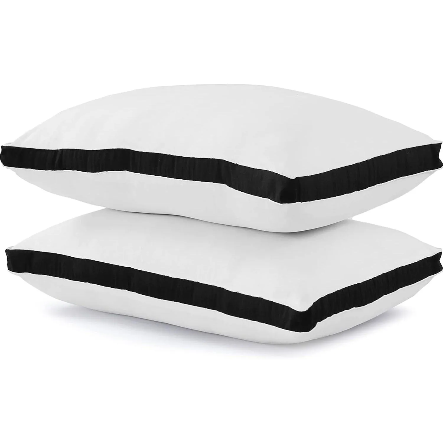 Hollowfibre Filled Bed Pillow Provide Extra Comfort To Back and Side Sleepers – Black – Pack of 2