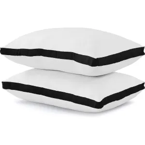 Hollowfibre Filled Bed Pillow Provide Extra Comfort To Back and Side Sleepers – Black – Pack of 2
