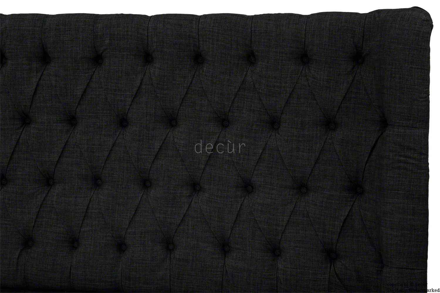 Hollyrood Linen Upholstered Winged Ottoman Bed - Black