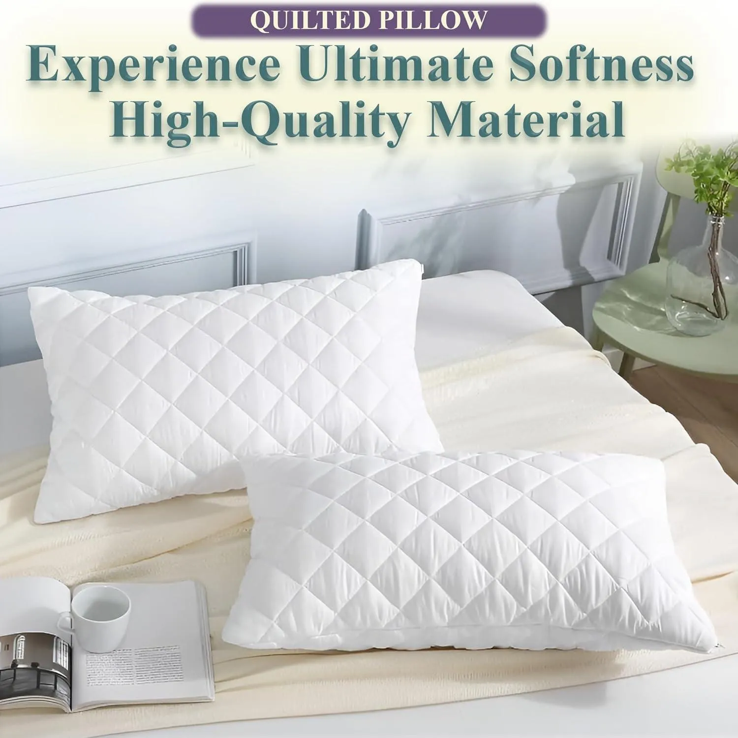 Hotel-Quality Hollow Fibre Quilted Pillows – 1 Pair for Ultimate Comfort