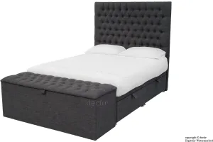 Kensington Linen Upholstered Ottoman Bed - Charcoal