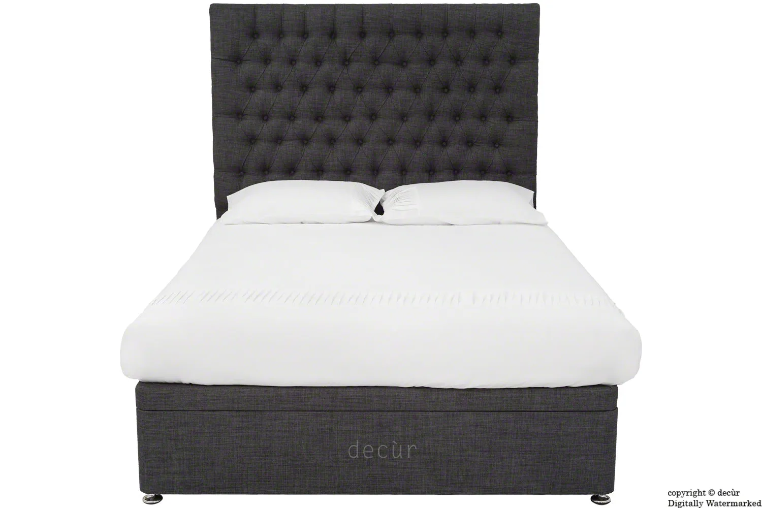 Kensington Linen Upholstered Ottoman Bed - Charcoal