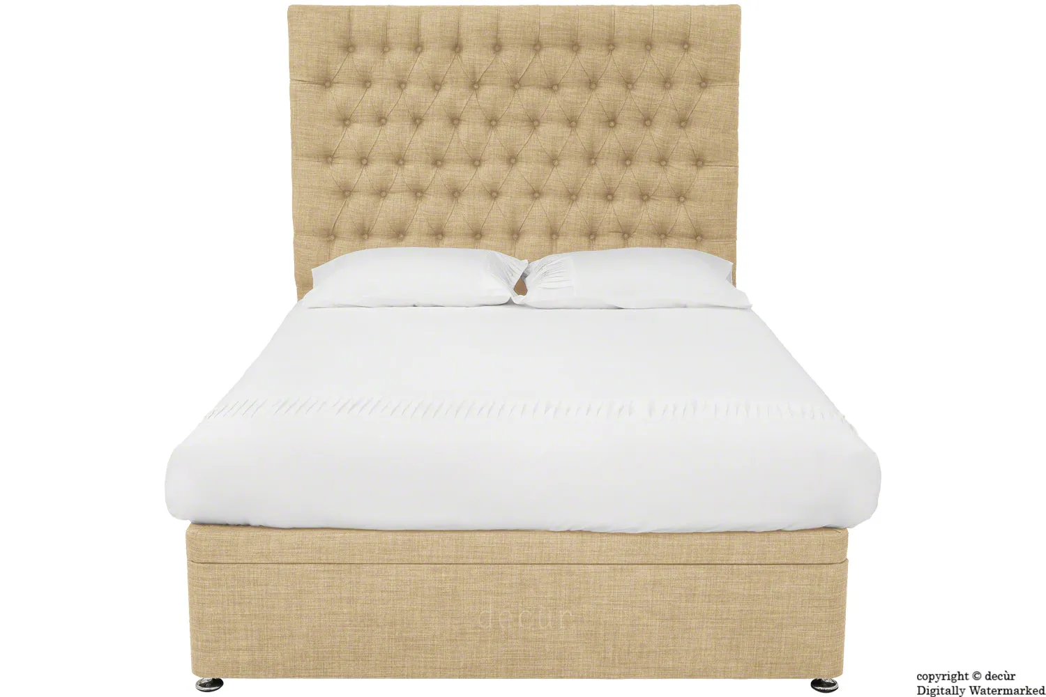 Kensington Linen Upholstered Ottoman Bed - Mink