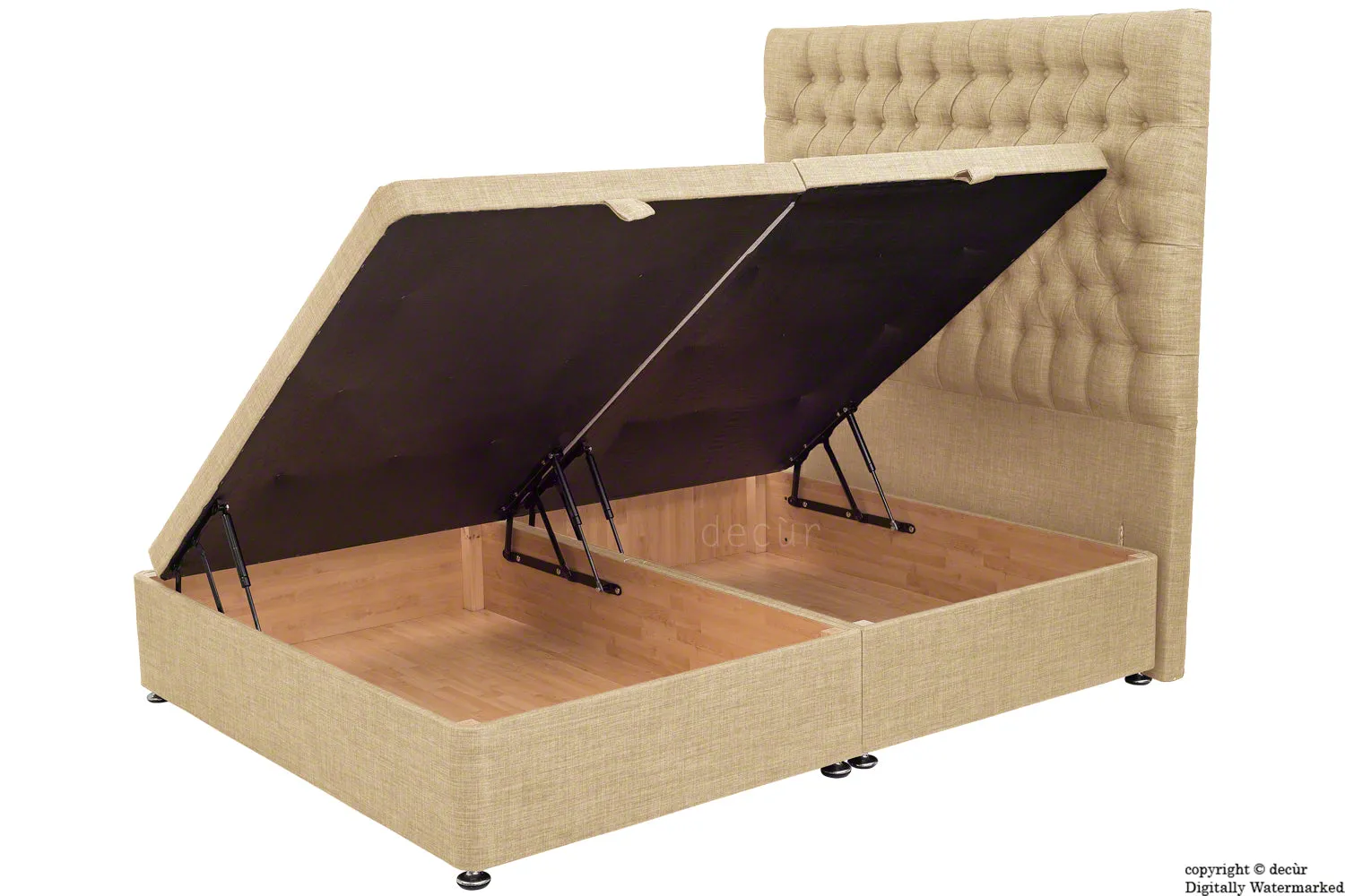 Kensington Linen Upholstered Ottoman Bed - Mink