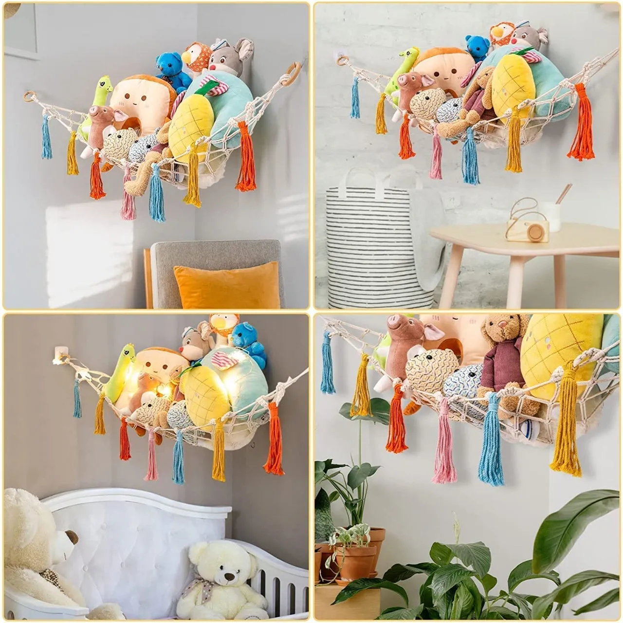 Macrame Stuffed Animal Toy Hammock
