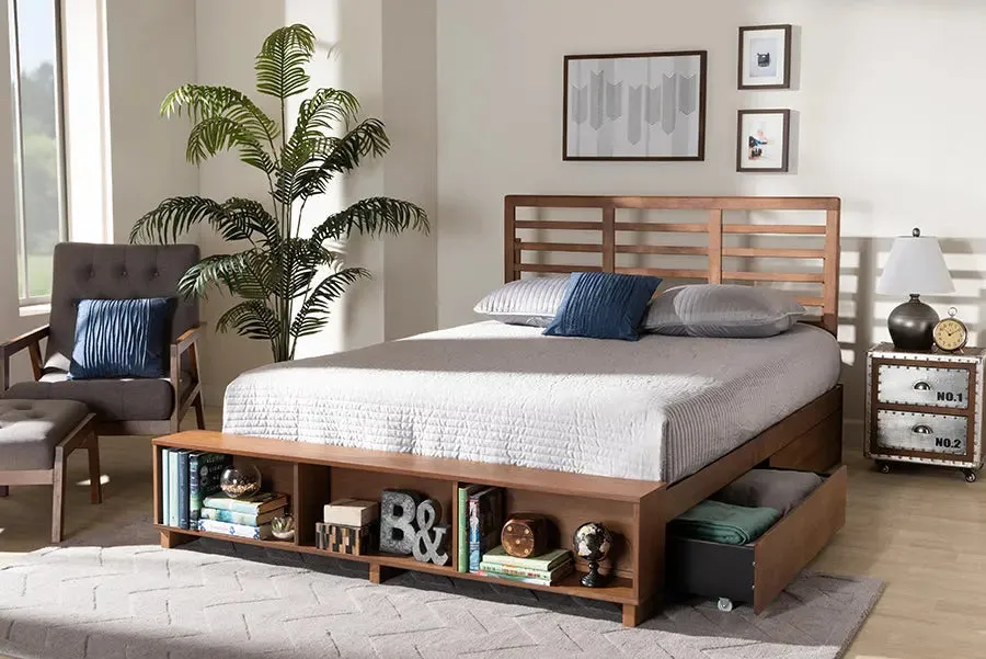 Milan Ash Walnut Brown Wood 4-Drawer Platform Storage Bed (King)