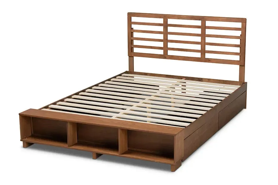 Milan Ash Walnut Brown Wood 4-Drawer Platform Storage Bed (King)