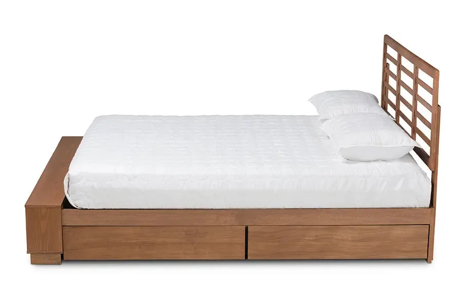 Milan Ash Walnut Brown Wood 4-Drawer Platform Storage Bed (King)