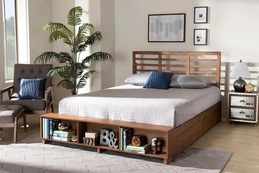 Milan Ash Walnut Brown Wood 4-Drawer Platform Storage Bed (King)
