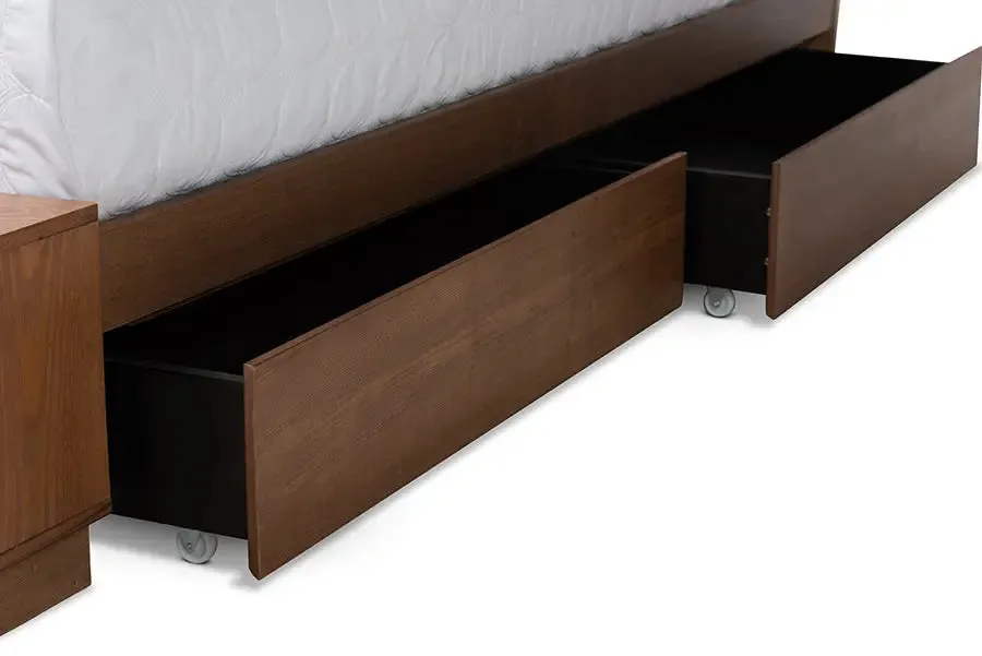 Milan Ash Walnut Brown Wood 4-Drawer Platform Storage Bed (King)