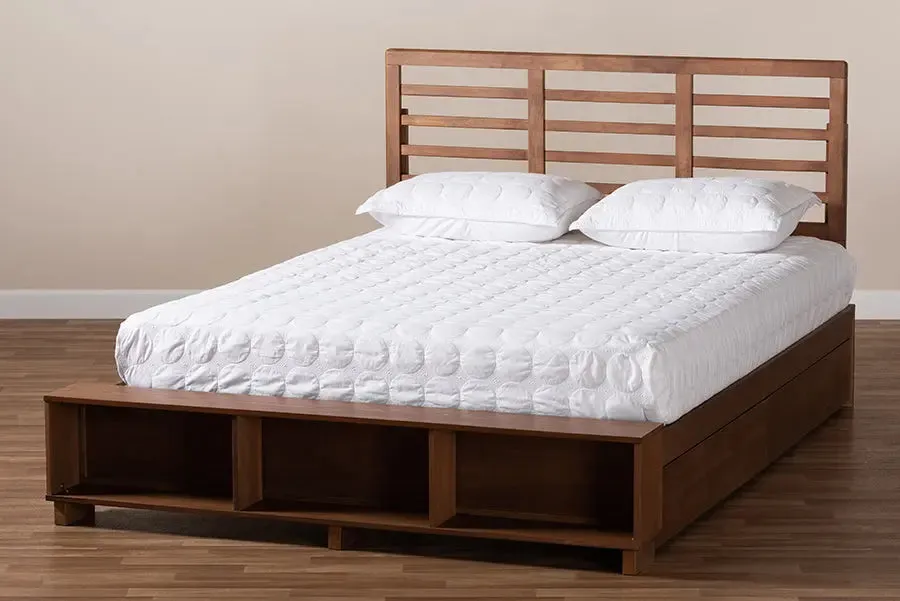 Milan Ash Walnut Brown Wood 4-Drawer Platform Storage Bed (King)