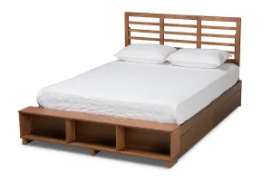 Milan Ash Walnut Brown Wood 4-Drawer Platform Storage Bed (King)