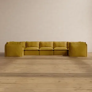 Modular Washable 7-Seater U-Sectional in Kiiro | Deluxe  Seat | Cloud Pillow