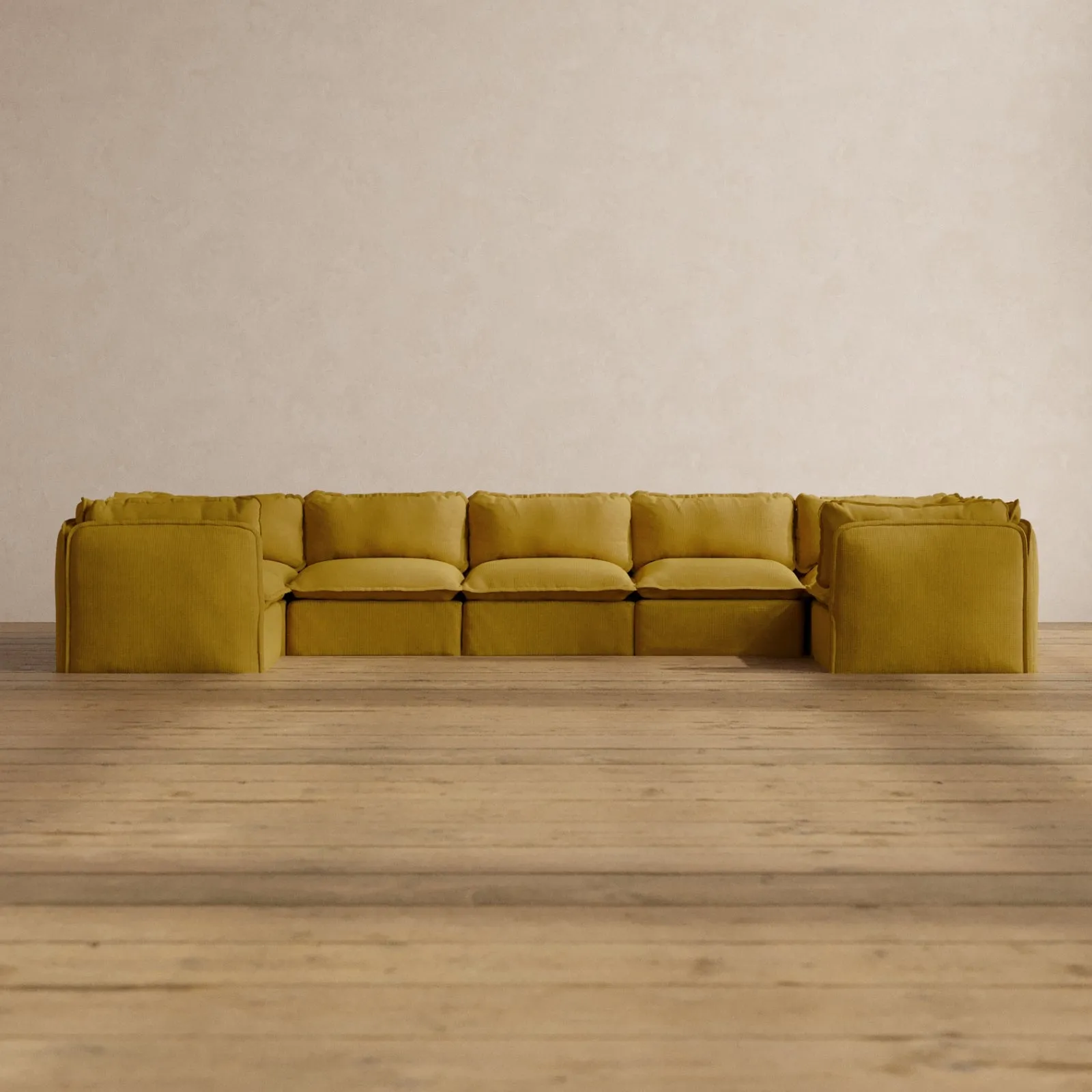 Modular Washable 7-Seater U-Sectional in Kiiro | Deluxe  Seat | Cloud Pillow