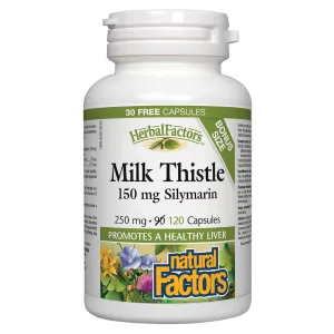 Natural Factors Milk Thistle 150mg Silymarin (BONUS) (120 Capsules)
