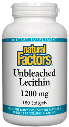 Natural Factors Unbleached Lecithin (1200mg) (180 Soft Gels)