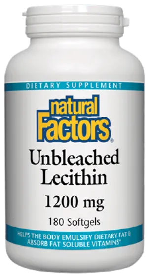Natural Factors Unbleached Lecithin (1200mg) (180 Soft Gels)