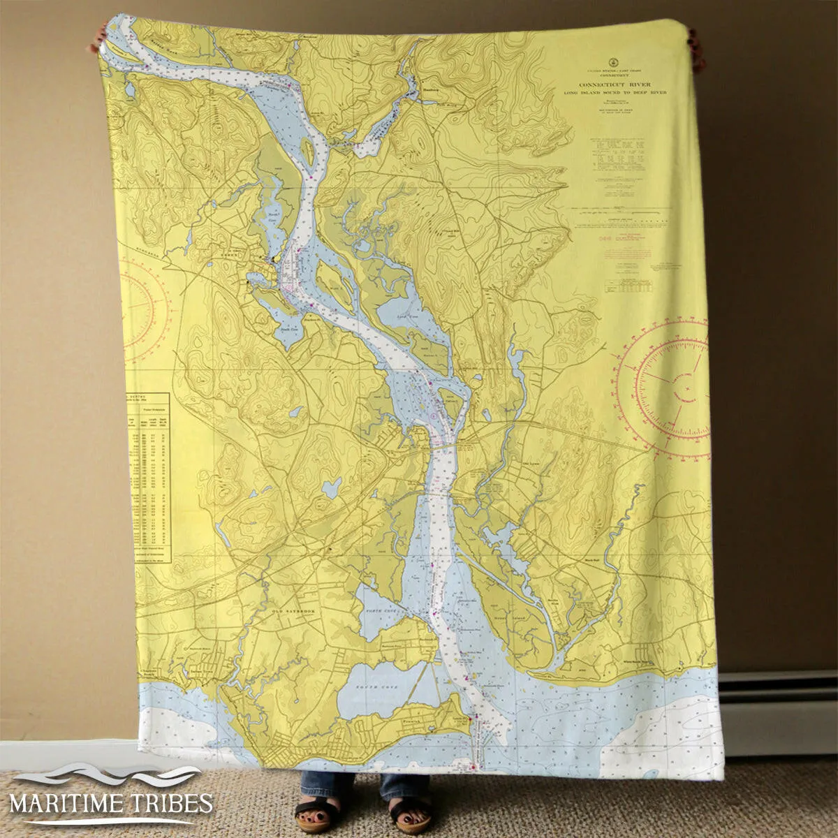 Nautical Chart Blankets, Connecticut Coastal Maps