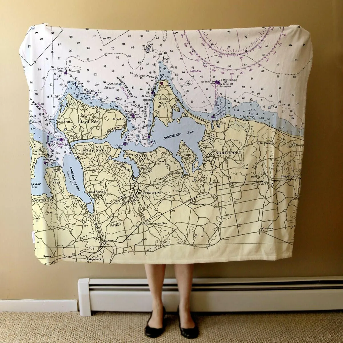 Nautical Chart Blankets, New York Coastal Maps