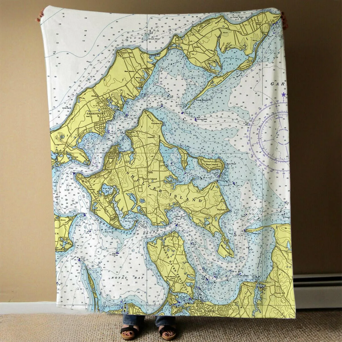 Nautical Chart Blankets, New York Coastal Maps
