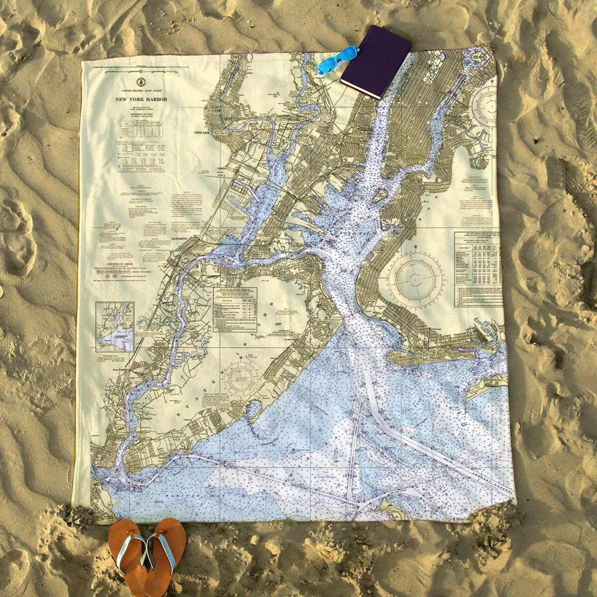 Nautical Chart Blankets, New York Coastal Maps