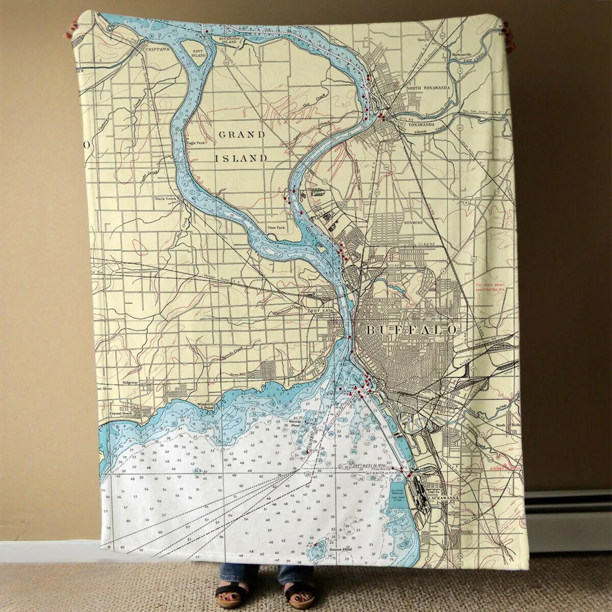 Nautical Chart Blankets, New York Coastal Maps