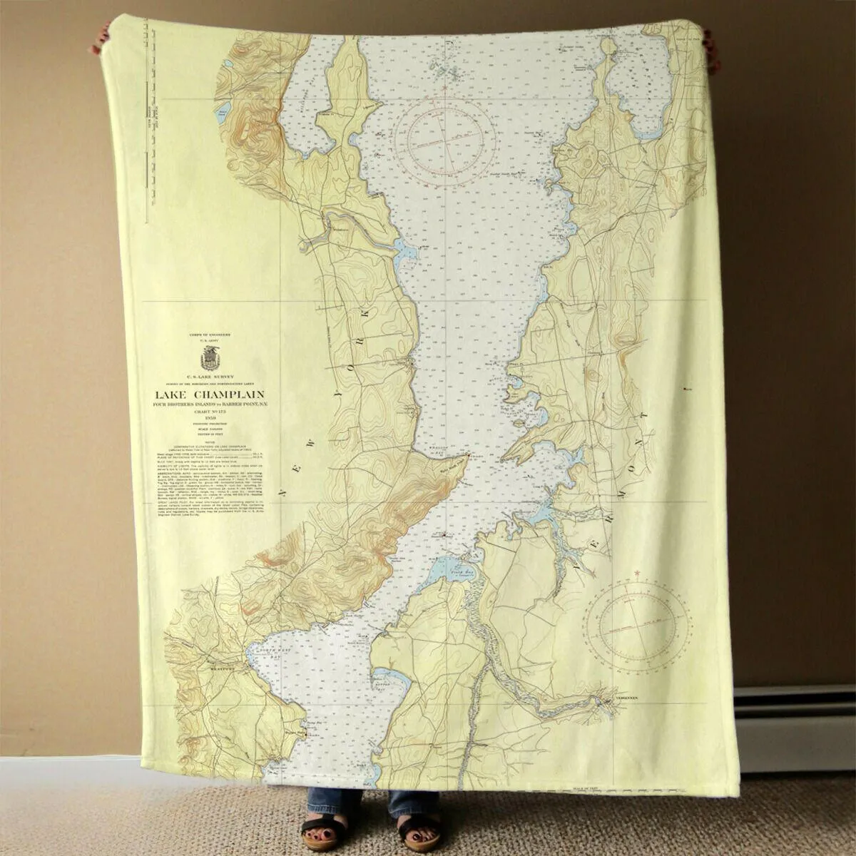 Nautical Chart Blankets, New York Coastal Maps