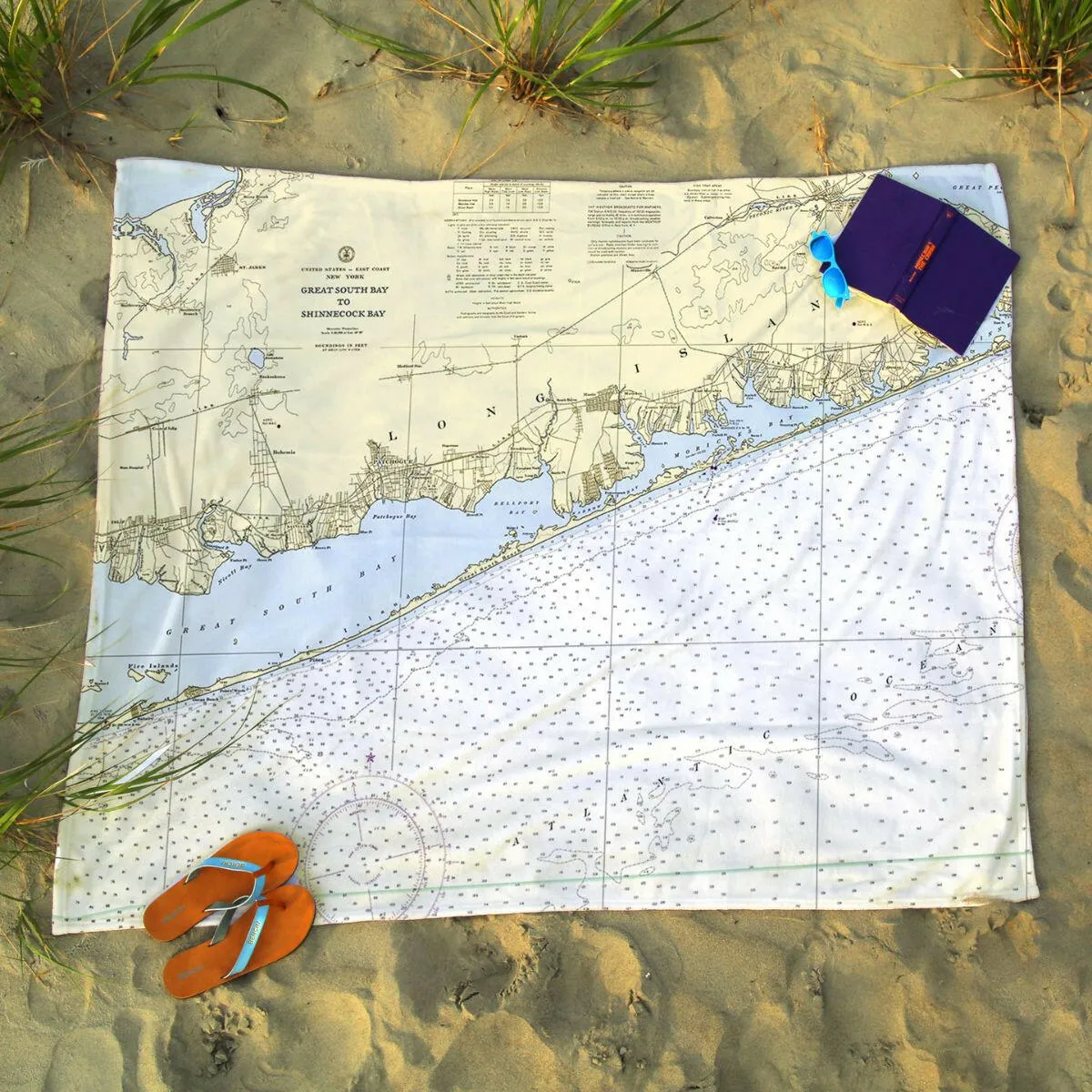 Nautical Chart Blankets, New York Coastal Maps