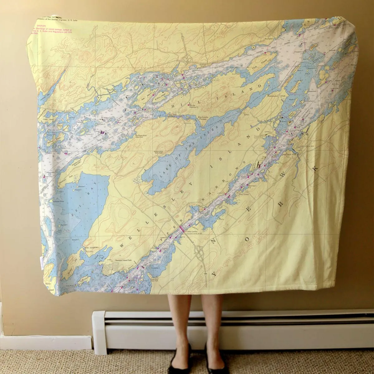 Nautical Chart Blankets, New York Coastal Maps