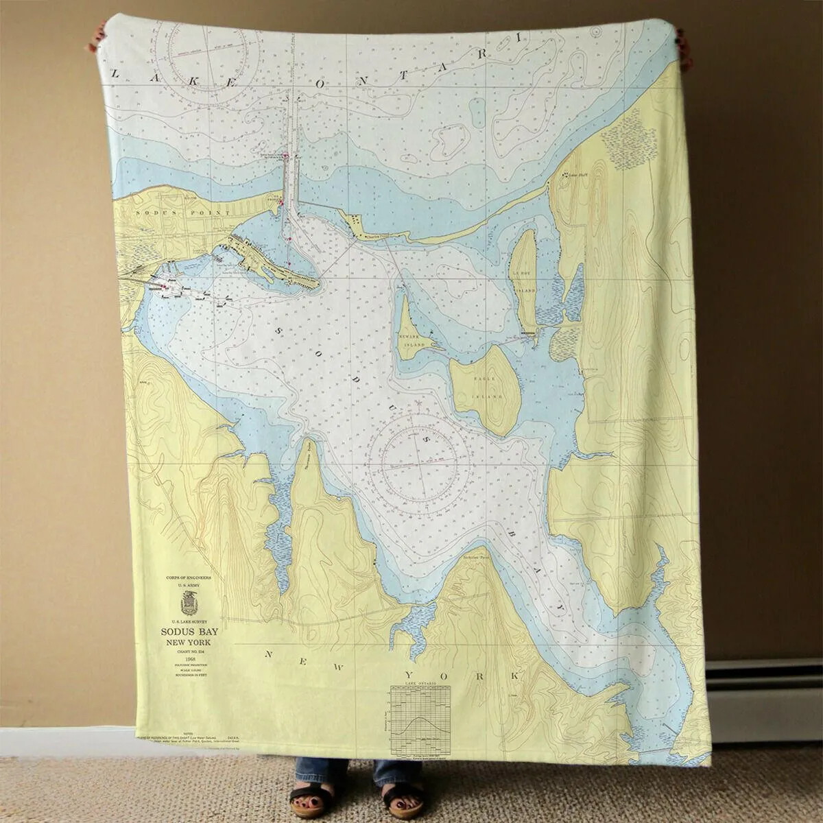 Nautical Chart Blankets, New York Coastal Maps