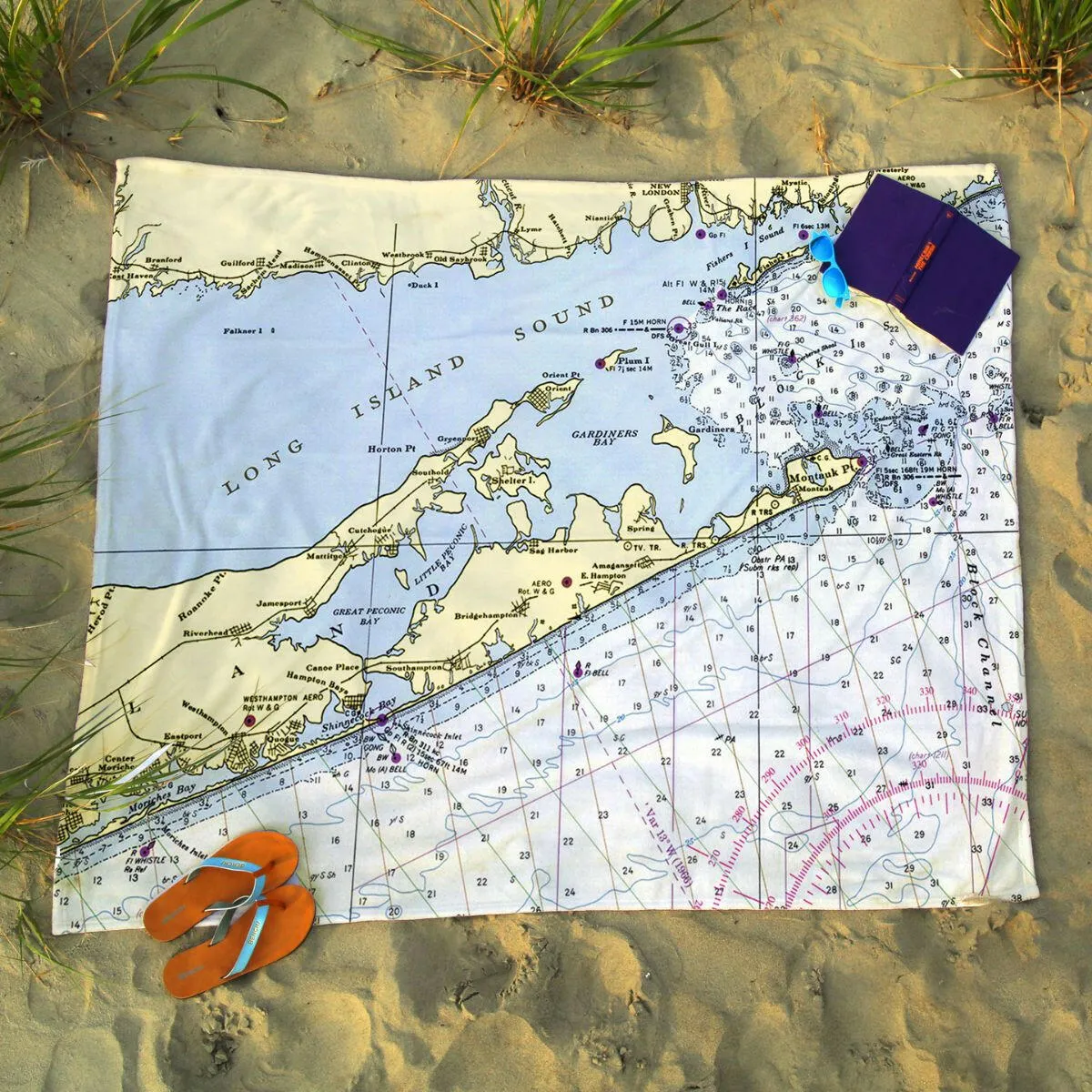 Nautical Chart Blankets, New York Coastal Maps
