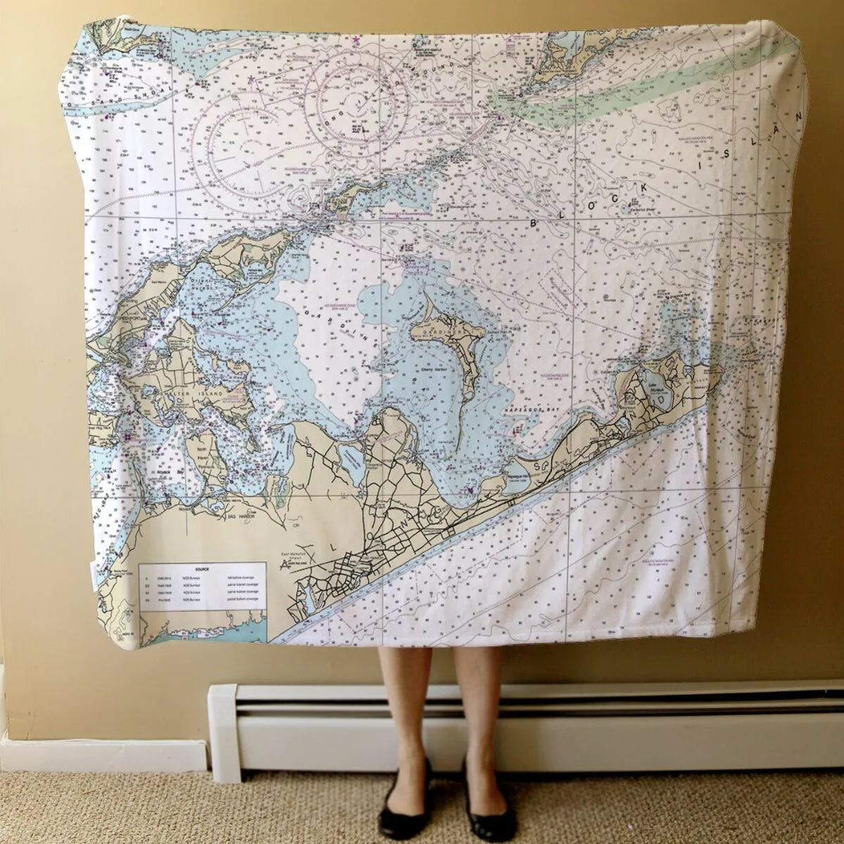 Nautical Chart Blankets, New York Coastal Maps