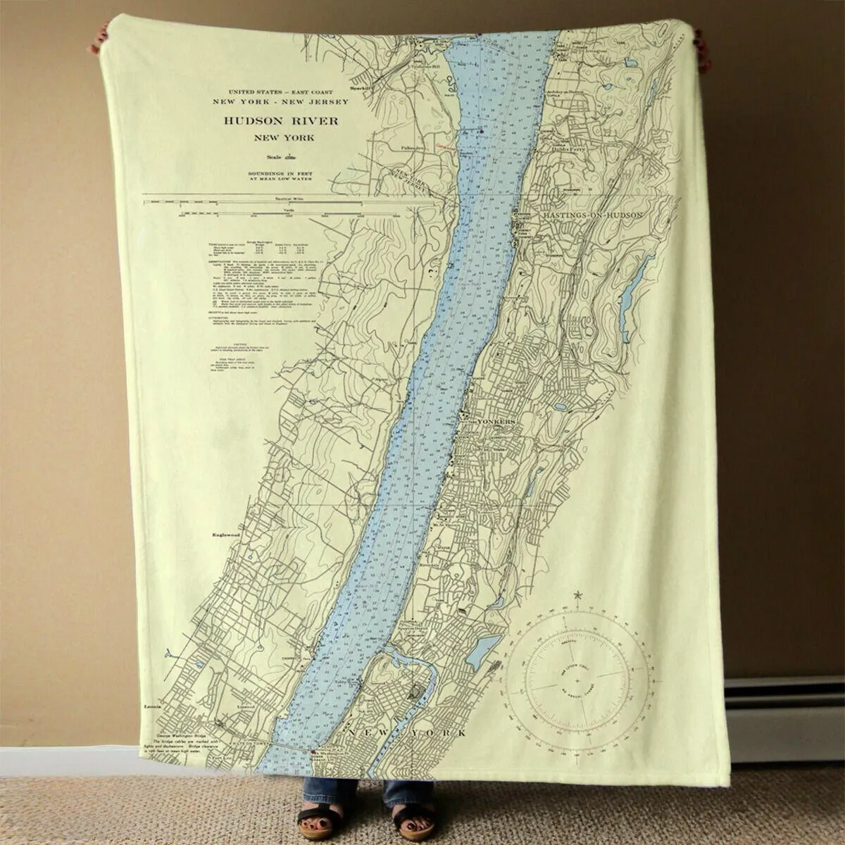 Nautical Chart Blankets, New York Coastal Maps