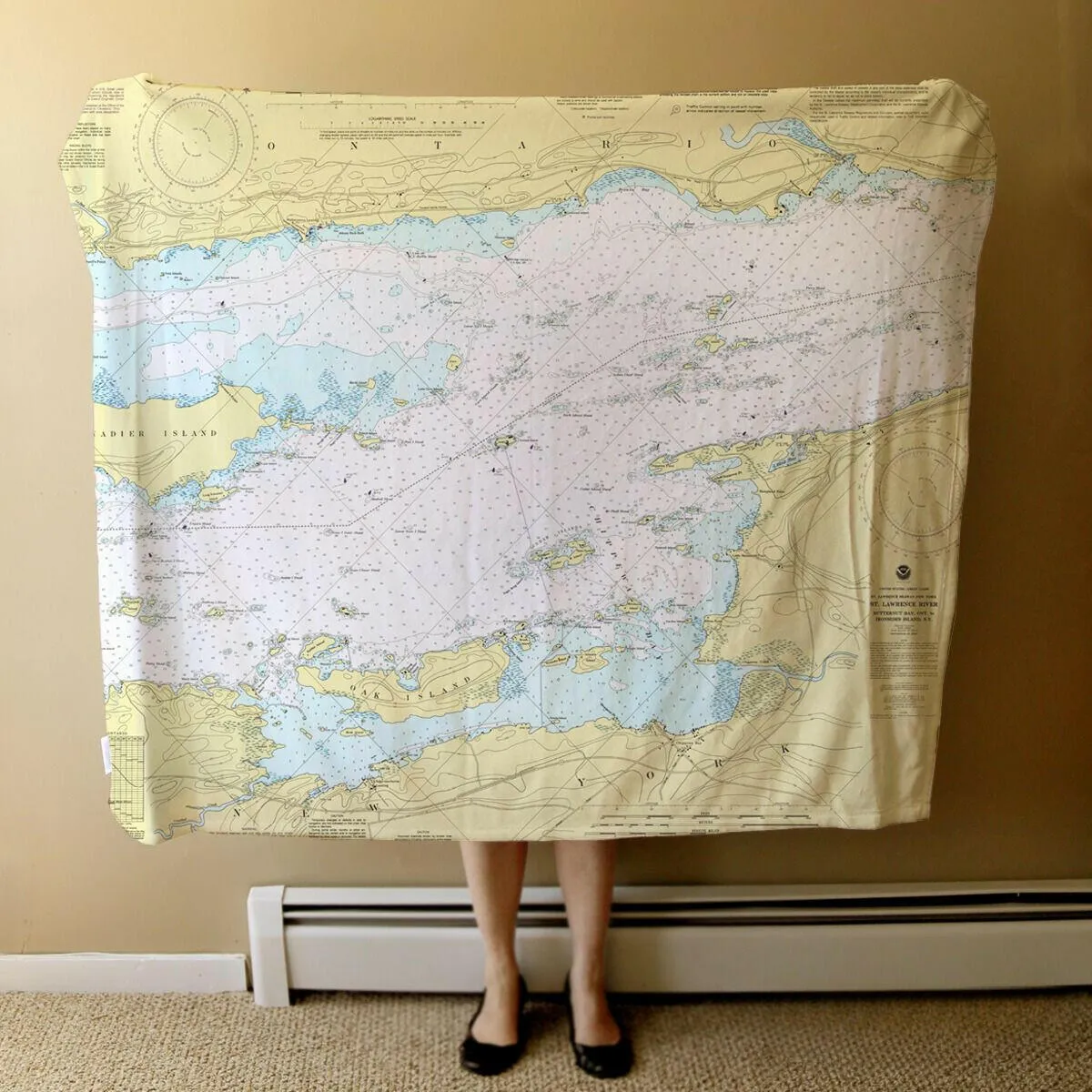 Nautical Chart Blankets, New York Coastal Maps
