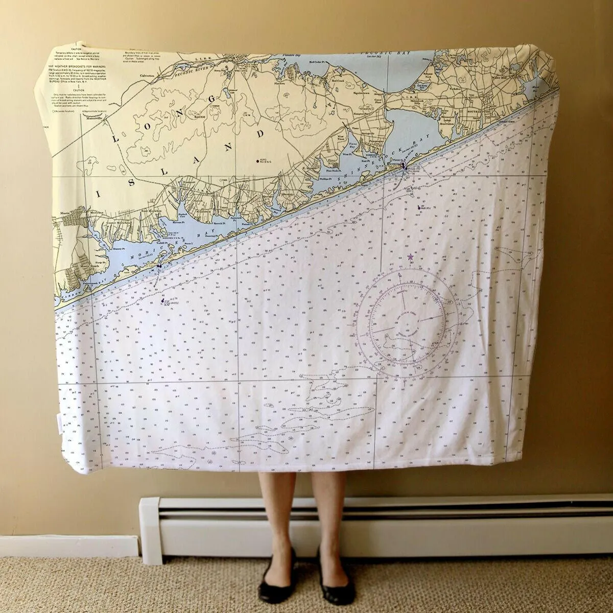 Nautical Chart Blankets, New York Coastal Maps