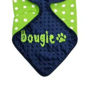 Navy/Chartreuse Polka Dot Blanket