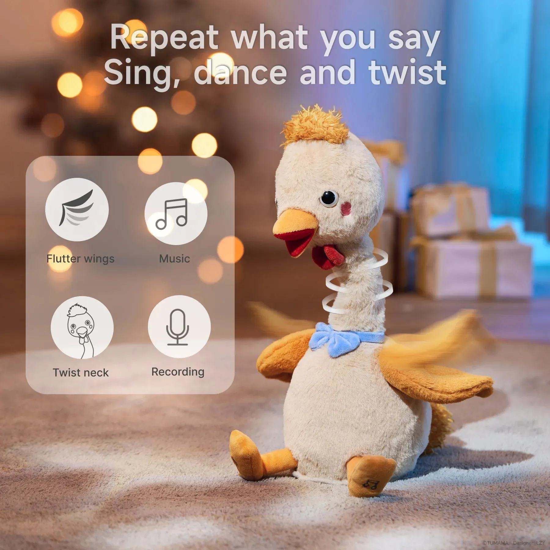Neck-twisting plush chick toy, talking chick toy for, twist musical toy for toddler 18 Months 