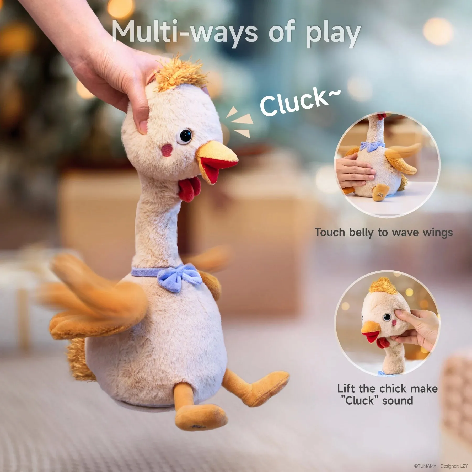 Neck-twisting plush chick toy, talking chick toy for, twist musical toy for toddler 18 Months 