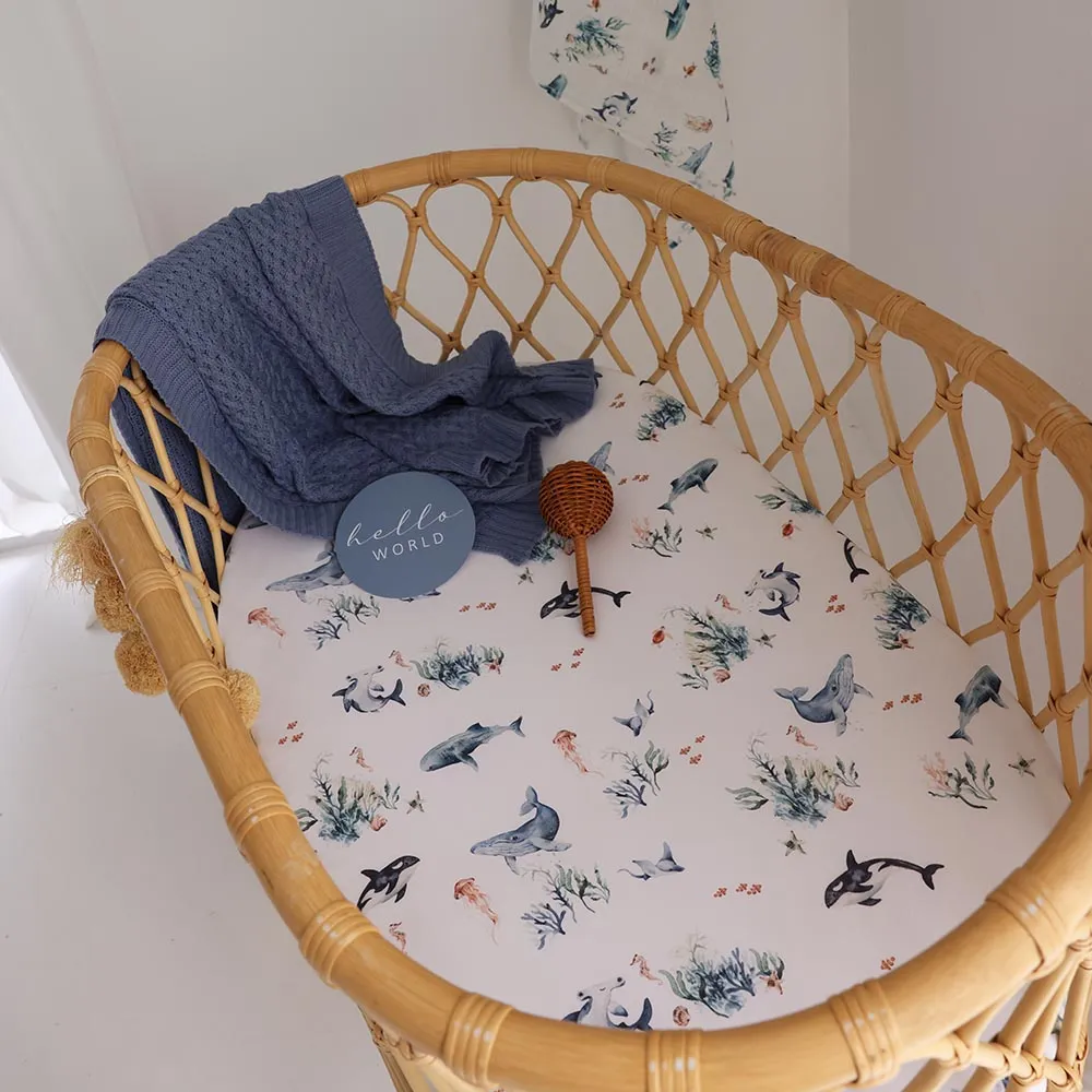 Ocean Organic Bassinet Sheet / Change Pad Cover