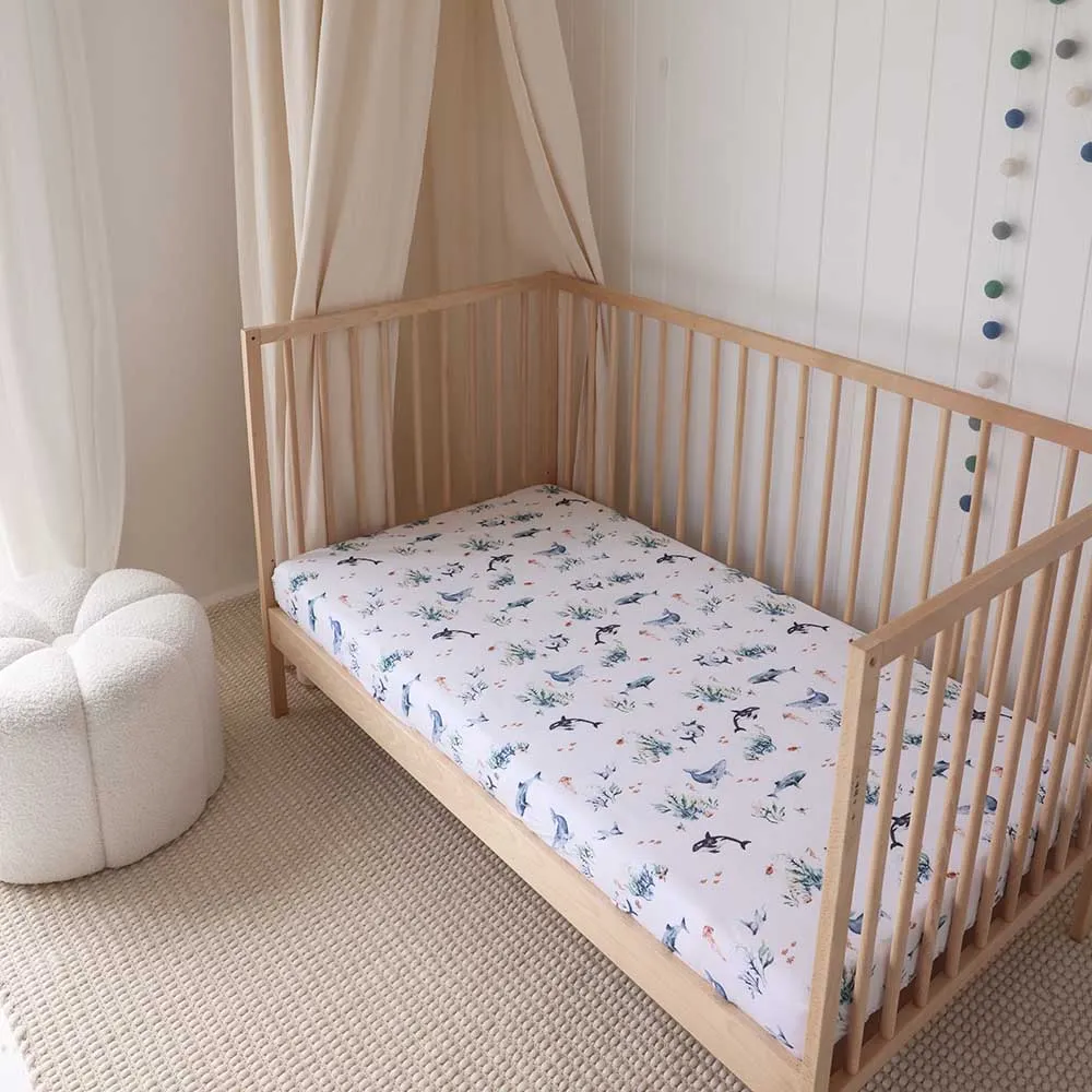 Ocean Organic Fitted Cot Sheet