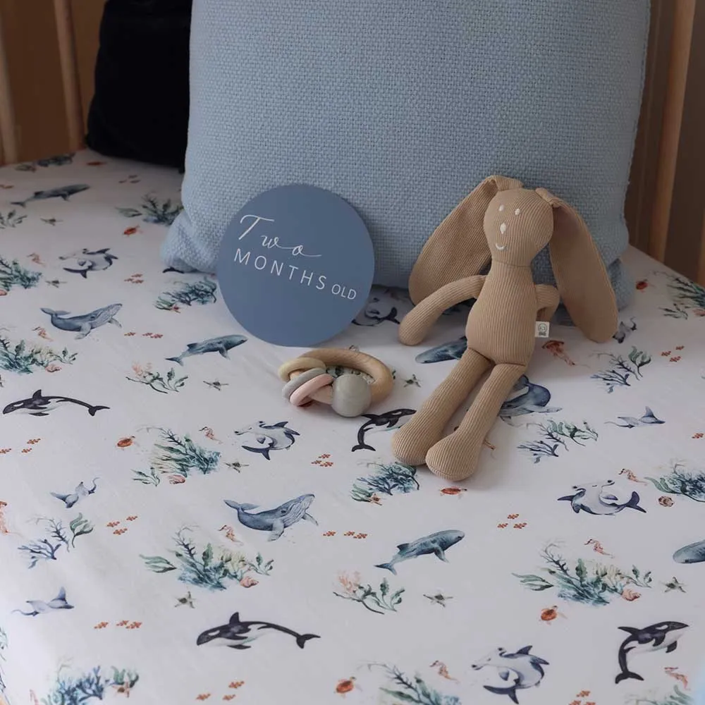Ocean Organic Fitted Cot Sheet