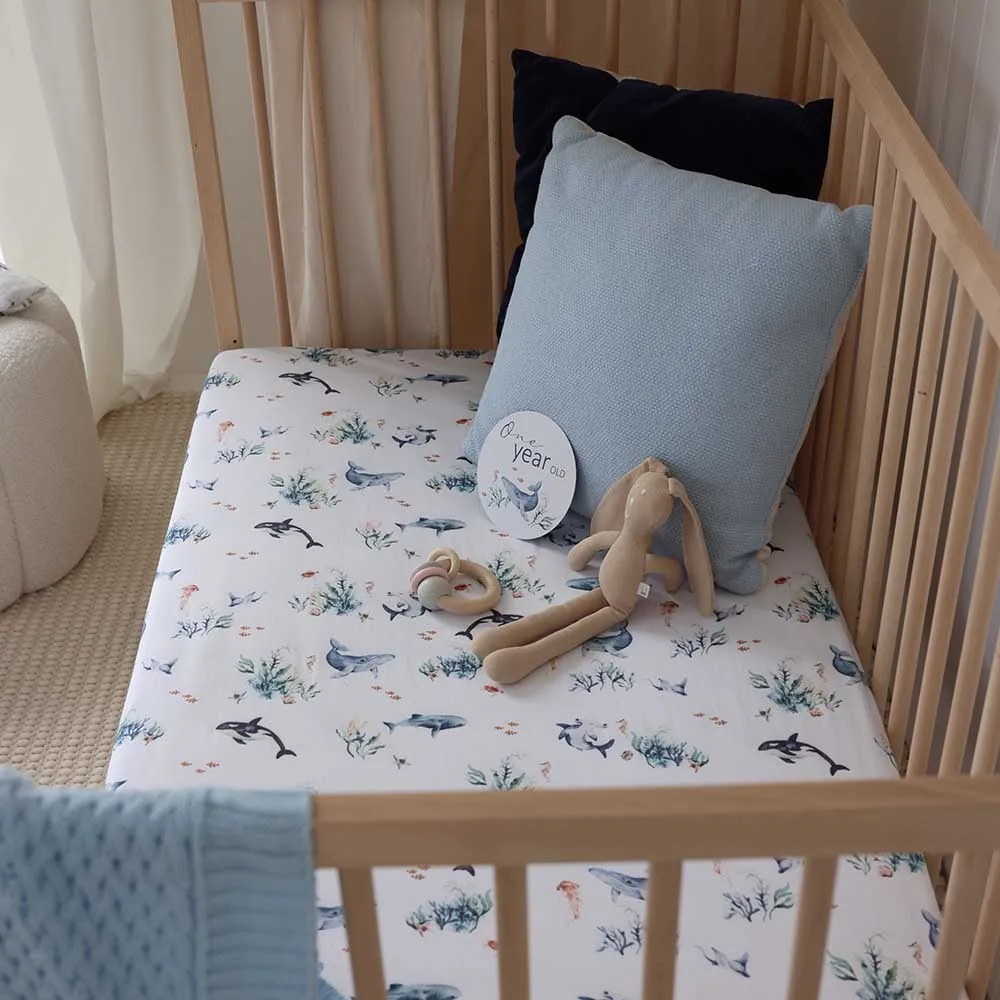Ocean Organic Fitted Cot Sheet