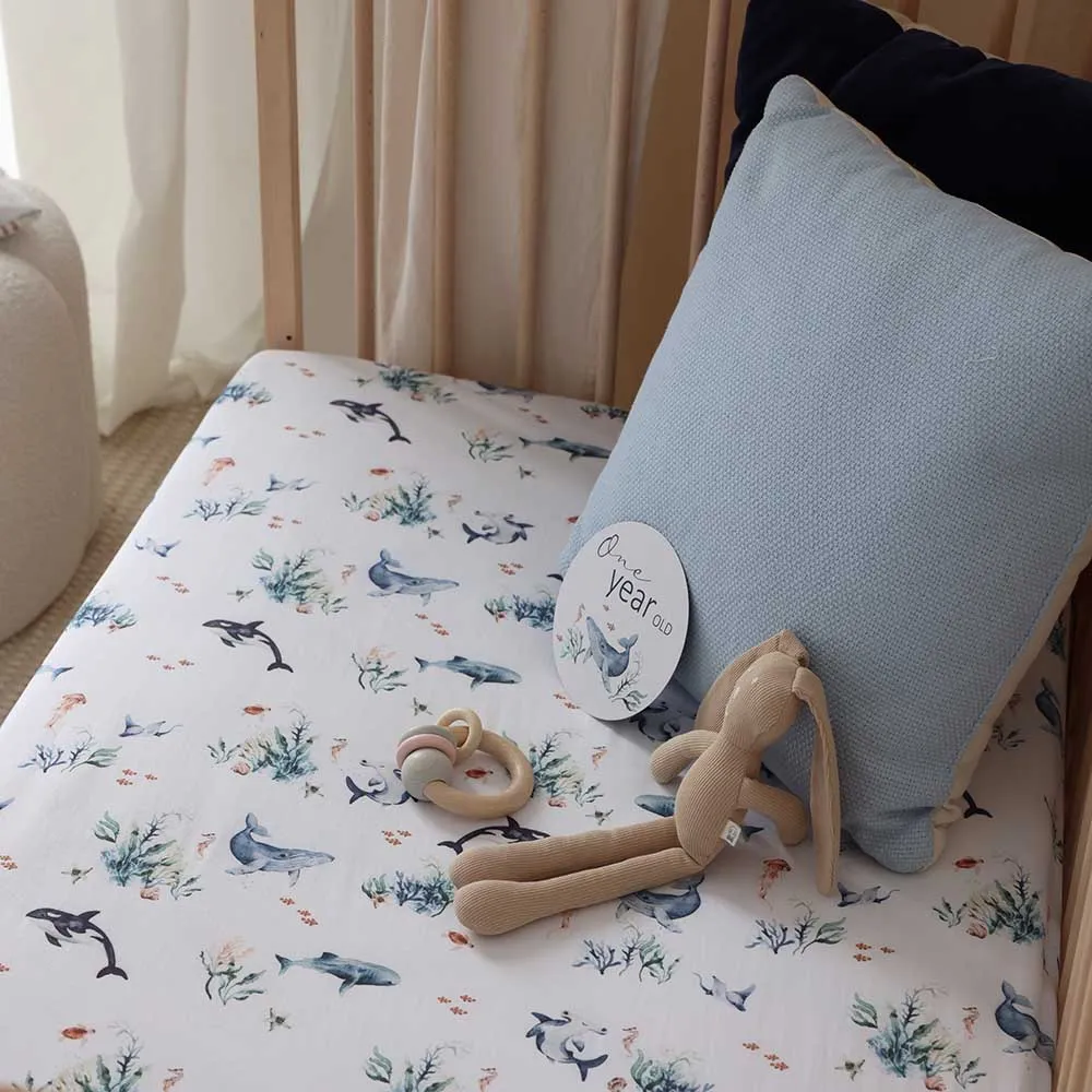 Ocean Organic Fitted Cot Sheet