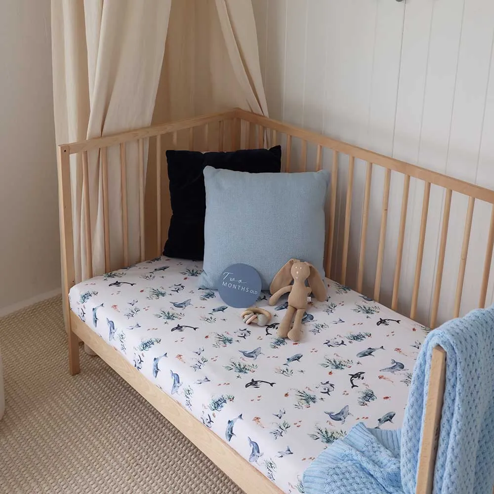 Ocean Organic Fitted Cot Sheet
