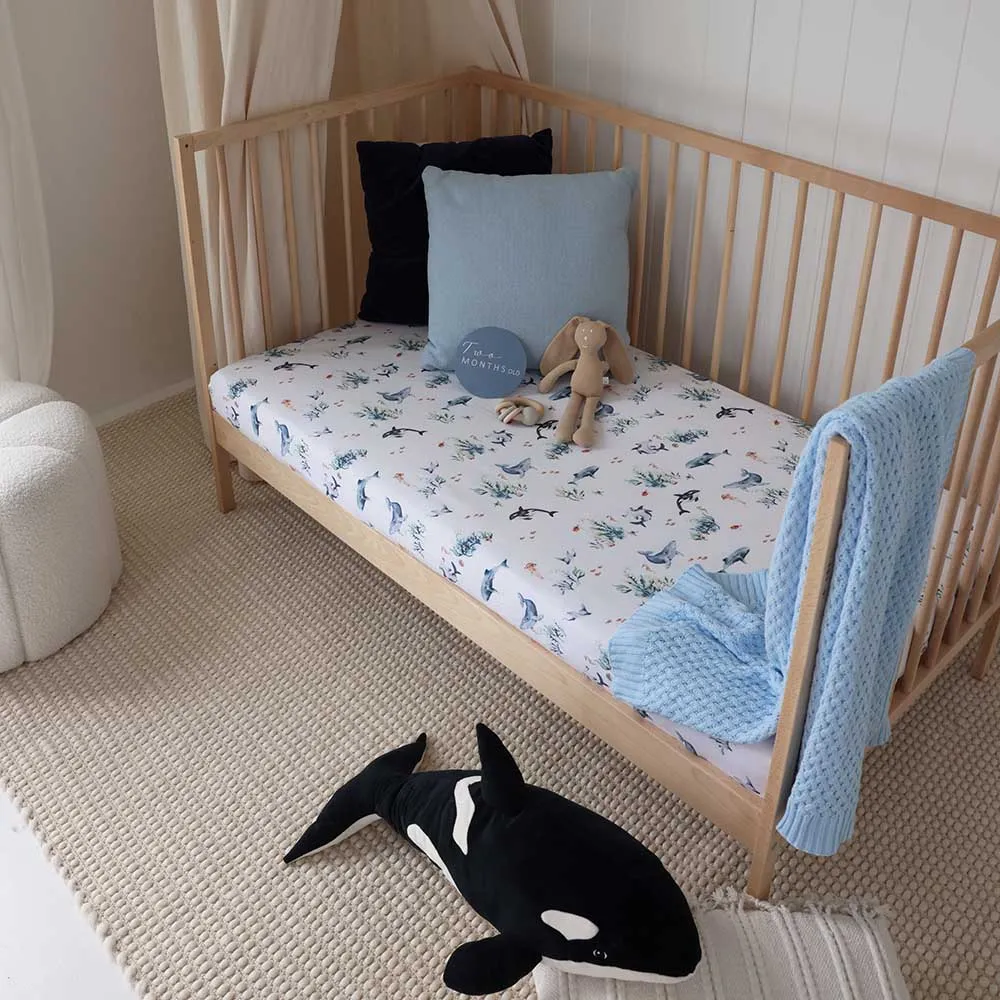 Ocean Organic Fitted Cot Sheet