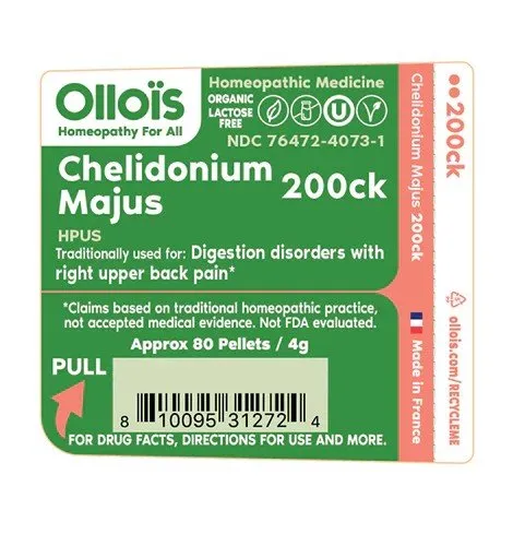 Ollois Homeopathics Chelidonium Majus 200ck Organic & Lactose-Free 80 Pellet