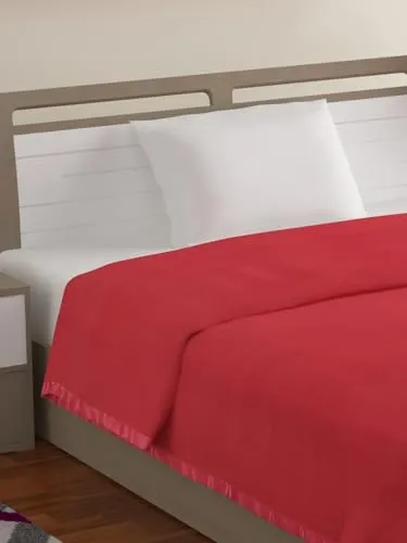 PEPONI Anti Fill Woolen Wool Relief Blanket for Heavy Winter Single Bed Full Size for Donation and Gift Purpose-Red (Pack of 1)